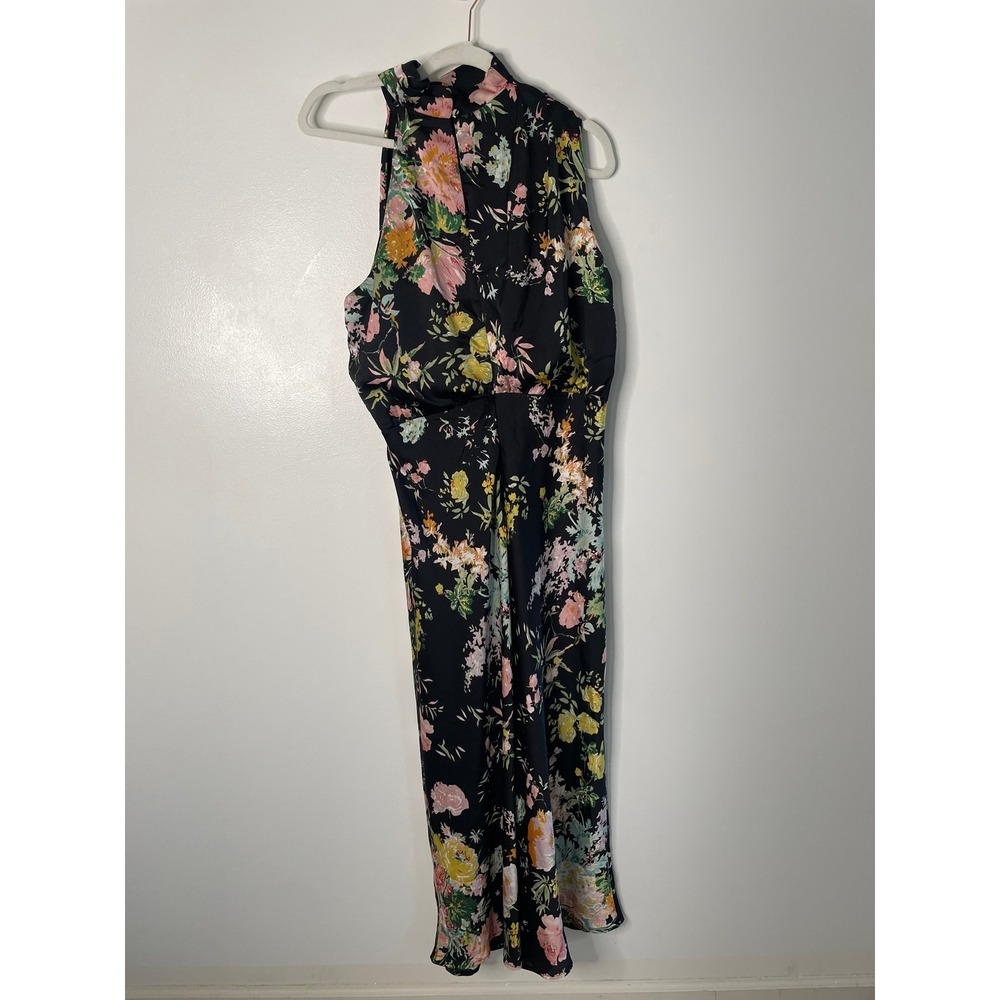Petal + Pup Anabelle Dress Large Halter High Neck Black Floral Midi Garden Party - Picture 3 of 9